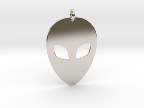 Alien Head Pendant, 1mm Thick. in Platinum
