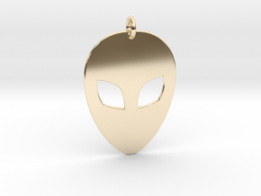Alien Head Pendant, 1mm Thick. in 14K Yellow Gold