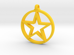 Pentagram Pendant in Yellow Processed Versatile Plastic