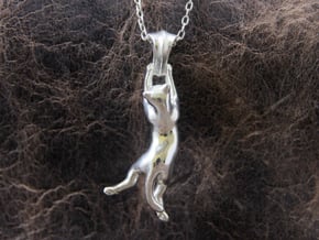 Cat Pendant in Polished Silver