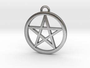 Pentacle Pendant / Keychain 3cm in Natural Silver