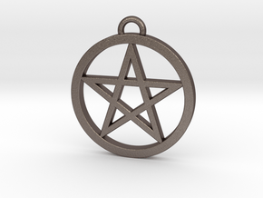 Pentacle Pendant / Keychain 3cm in Polished Bronzed Silver Steel