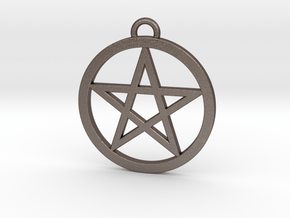 Pentacle Pendant 4cm in Polished Bronzed Silver Steel