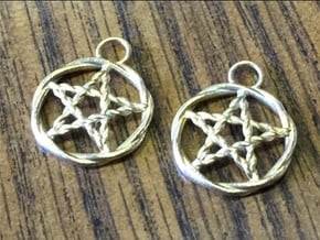 Woven pentacle earrings in Natural Brass