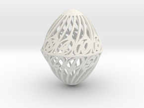 Twisty Spindle d20 in White Natural Versatile Plastic