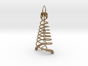 Double Helix Pendant in Natural Brass