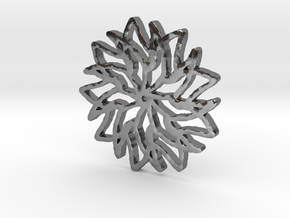 Floral Snowflake Pendant in Polished Silver