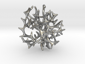 3-dimensional Coral Pendant in Natural Silver