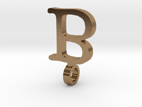B Letter Pendant in Natural Brass