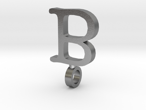 B Letter Pendant in Natural Silver
