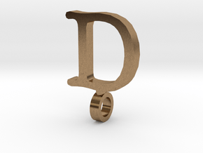 D Letter Pendant in Natural Brass