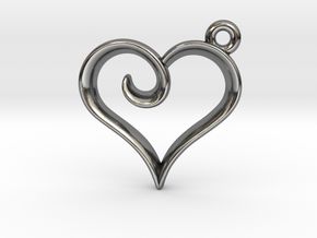 Tiny Heart Charm in Fine Detail Polished Silver