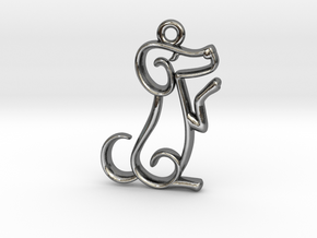 Tiny Dog Charm in Fine Detail Polished Silver