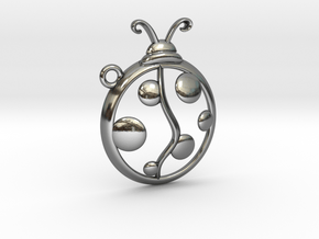 The Ladybug Pendant in Fine Detail Polished Silver