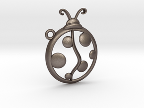 The Ladybug Pendant in Polished Bronzed Silver Steel