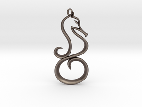 The Seahorse Pendant in Polished Bronzed Silver Steel