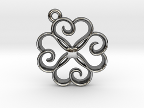 Tiny Clover Charm in Fine Detail Polished Silver