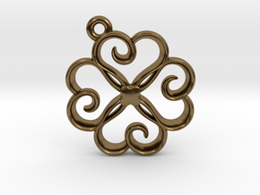 Tiny Clover Charm in Polished Bronze