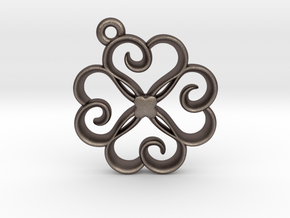 Tiny Clover Charm in Polished Bronzed Silver Steel