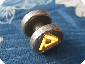Barbell Bead: Tritium (2x6mm Vials) in Polished Bronzed Silver Steel