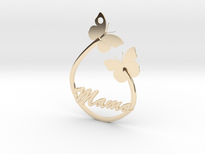 Mama Pendant Butterfly butterflies silver gold nec in 14K Yellow Gold