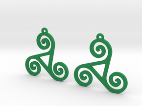 Triskele Earrings in Green Processed Versatile Plastic