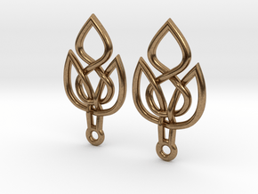 Celtic Knot Leaf Earrings in Natural Brass