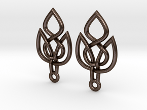 Celtic Knot Leaf Earrings in Polished Bronze Steel