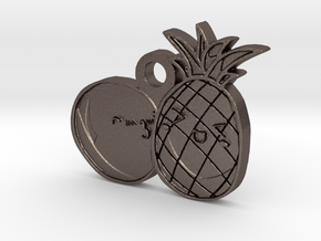 Love Fruits Carved Pedant in Polished Bronzed Silver Steel