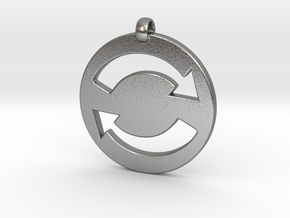 Refresh Sign Pendant, 3mm thick. in Natural Silver