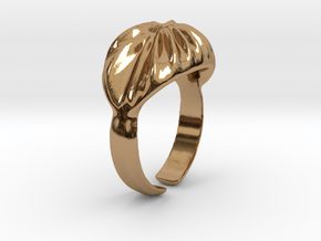 Ring Wave, size 16.8 in Polished Brass