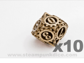 Steampunk Gear 10d10 Set in Polished Bronzed Silver Steel