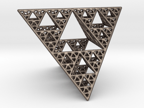 Sierpinski Tetrahedron level 4 in Polished Bronzed Silver Steel