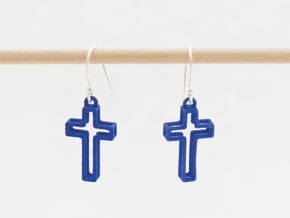 Cross Earrings in Blue Processed Versatile Plastic
