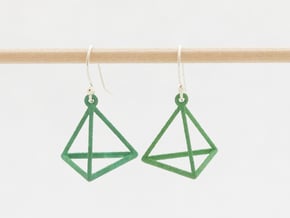 Tetrahedron Earrings in Green Processed Versatile Plastic