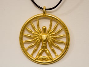 Multiarm Deity Pendant in Polished Gold Steel