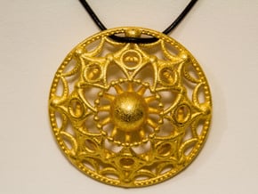 Mandala Flux Pendant in Polished Gold Steel