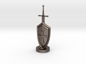 Role Playing Counter: Sword & Shield in Polished Bronzed Silver Steel