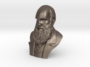 Charles Darwin 4"Bust in Polished Bronzed Silver Steel