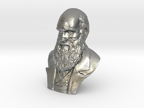 Charles Darwin 3" Bust in Natural Silver