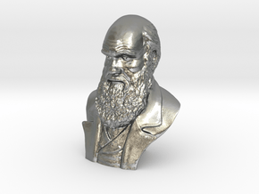 Charles Darwin 2" Bust in Natural Silver