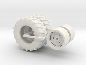 1:64 scale 18.4-28 Massey Ferguson Rims And Tires in White Natural Versatile Plastic