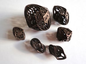 Twisty Spindle Dice Set in Polished Bronze Steel