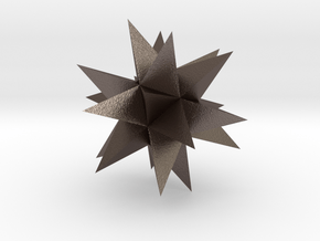 Great Stellated Dodecahedron in Polished Bronzed Silver Steel