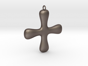 Minimalist Cross in Polished Bronzed Silver Steel