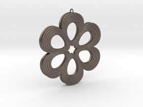 Flower Pendant 01 in Polished Bronzed Silver Steel