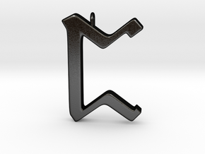 Rune Pendant - Peorð in Matte Black Steel