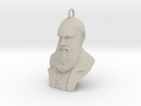 Charles Darwin 1" Bust, Pendant, Ear Ring, Charm,  in Natural Sandstone