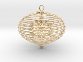 Spiral christmas ball with snowflake in 14K Yellow Gold