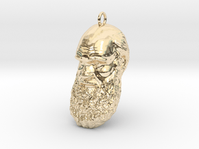 Charles Darwin 1" Head, Pendant, Ear Ring, Charm,  in 14K Yellow Gold